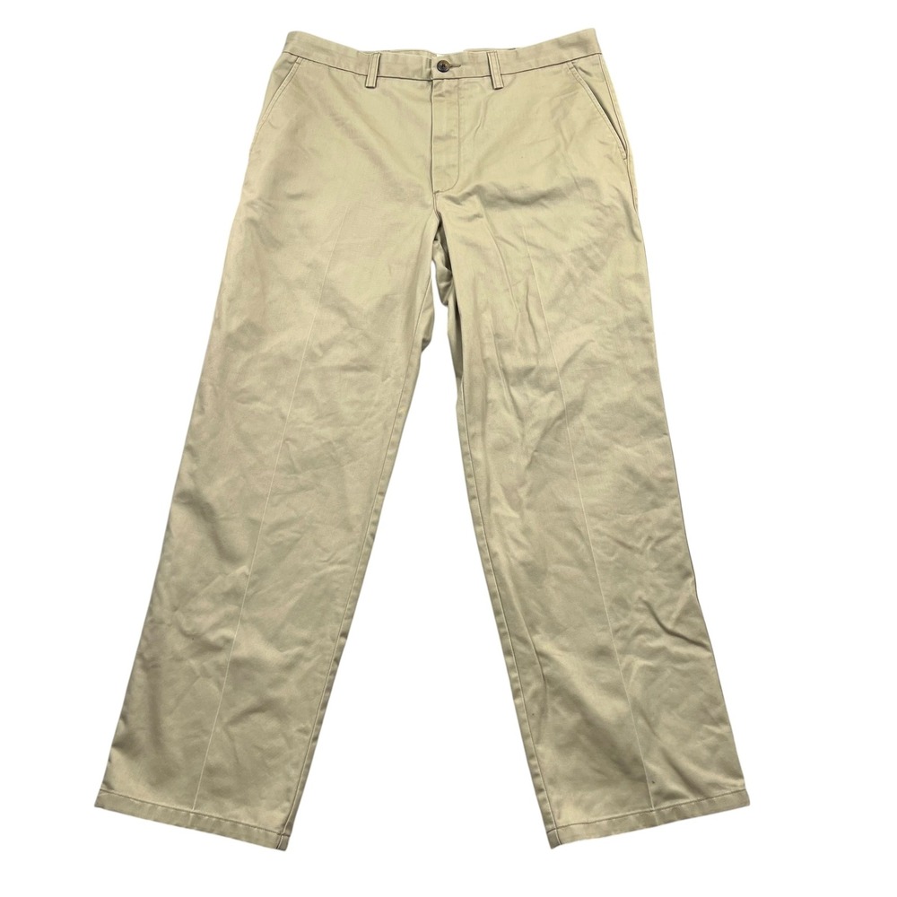 St. John's Bay Chino Pants Mens 36x32 Khaki Worry Free Classic Fit Cotton Twill